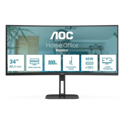 Monitor AOC 34 inch, 3440 x 1440 px, VA, 100 Hz, Curbat