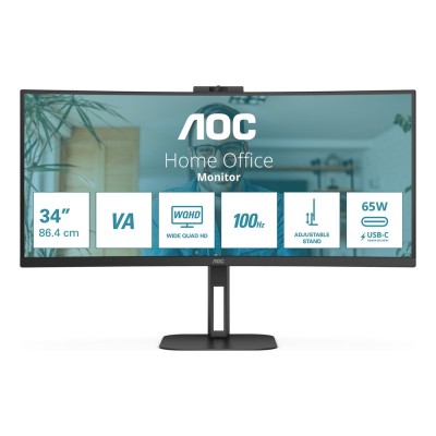 Monitor AOC CU34V5CW 34 inch, 3440 x 1440 px, VA, 100 Hz, Curbat Monitor AOC CU34V5CW 34 inch, 3440 x 1440 px, VA, 100 Hz, Curbat