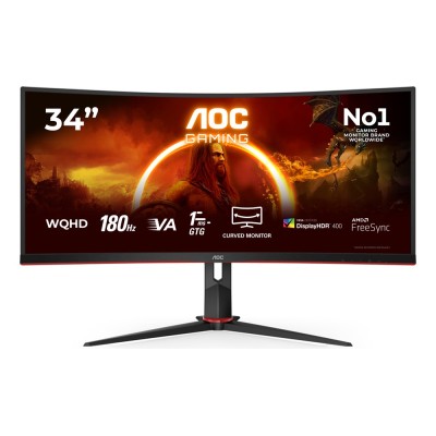 Monitor AOC CU34G2XP 34 inch, 3440 x 1440 px, VA, 180 Hz, Curbat, Gaming