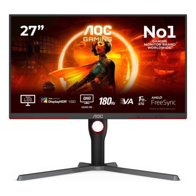 Monitor AOC Q27G3XMN/BK 27 inch, 2560 x 1440 px, VA, 180 Hz, Gaming Monitor AOC Q27G3XMN/BK 27 inch, 2560 x 1440 px, VA, 180 Hz, Gaming