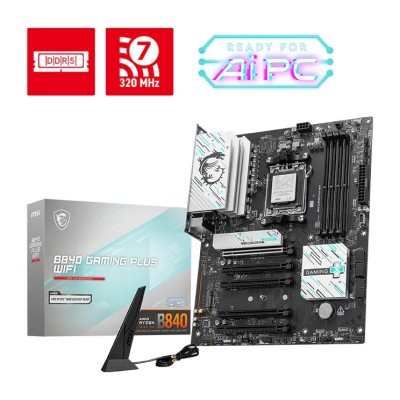 Placa de baza MSI B840 GAMING PLUS WIFI, AMD B840, AM5, ATX, DDR5, Wi-Fi 7