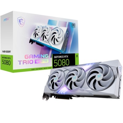 Placa video MSI GeForce RTX 5080 Gaming Trio OC White 16GB GDDR7 256-bit, PCI Express 5.0 Placa video MSI GeForce RTX 5080 Gaming Trio OC White 16GB GDDR7 256-bit, PCI Express 5.0