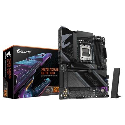 Placa de baza Gigabyte X870 AORUS ELITE X3D Wi-Fi 7, AMD AM5, AMD X870, ATX Placa de baza Gigabyte X870 AORUS ELITE X3D Wi-Fi 7, AMD AM5, AMD X870, ATX