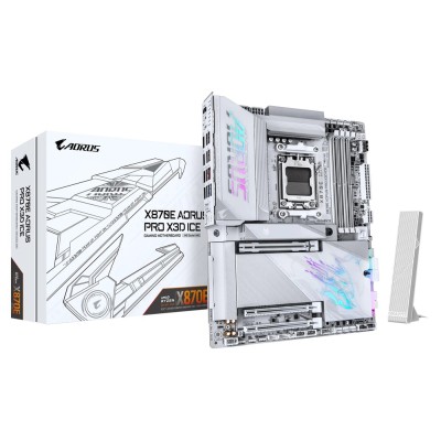 Placa de baza Gigabyte X870E AORUS PRO X3D ICE Wi-Fi 7, AMD AM5, AMD X870E, ATX Placa de baza Gigabyte X870E AORUS PRO X3D ICE Wi-Fi 7, AMD AM5, AMD X870E, ATX