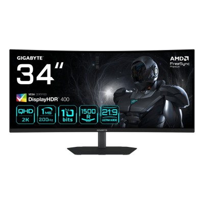 Monitor Gigabyte G34WQC2 34 inch, 3440 x 1440 px, VA, 200 Hz, Curbat, Gaming