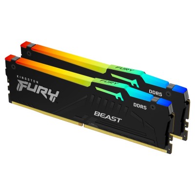 Memorie RAM Kingston FURY Beast RGB, 64GB (2x32GB) DDR5, 5600MHz, CL40, Dual Channel Memorie RAM Kingston FURY Beast RGB, 64GB (2x32GB) DDR5, 5600MHz, CL40, Dual Channel