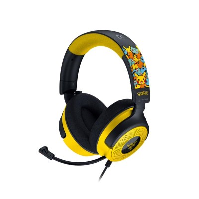 Casti Razer Kraken V4 X Pokémon Kanto Starters On-ear Gaming, cu fir USB-C, cu microfon, Negru Casti Razer Kraken V4 X Pokémon Kanto Starters On-ear Gaming, cu fir USB-C, cu microfon, Negru