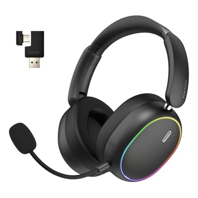 Casti HATOR Phoenix 2 Wireless Over-ear Gaming, Wireless + Bluetooth + cablu, ANC, cu microfon Casti HATOR Phoenix 2 Wireless Over-ear Gaming, Wireless + Bluetooth + cablu, ANC, cu microfon