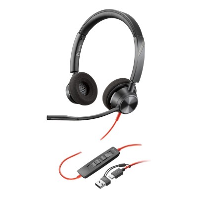 Casti Poly Blackwire 3320 On-ear Birou, cu fir USB-C, ANC, cu microfon Casti Poly Blackwire 3320 On-ear Birou, cu fir USB-C, ANC, cu microfon