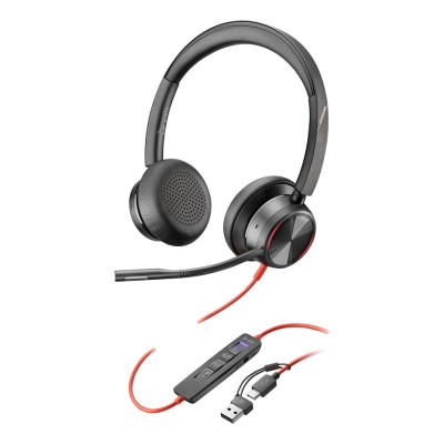 Casti Poly Blackwire 8225 On-ear Birou, cu fir USB-C, ANC, cu microfon Casti Poly Blackwire 8225 On-ear Birou, cu fir USB-C, ANC, cu microfon