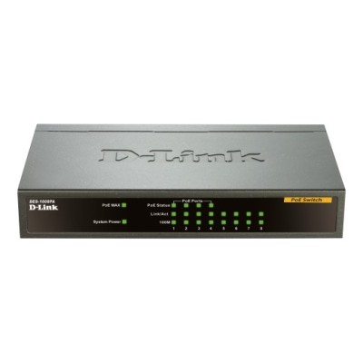 Switch D-Link DES-1008PA 8 porturi 10/100 Neadministrabil, PoE Switch D-Link DES-1008PA 8 porturi 10/100 Neadministrabil, PoE