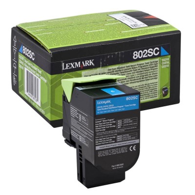 Toner laser color Lexmark 80C2SC0 Cyan, 2.000 pagini Toner laser color Lexmark 80C2SC0 Cyan, 2.000 pagini