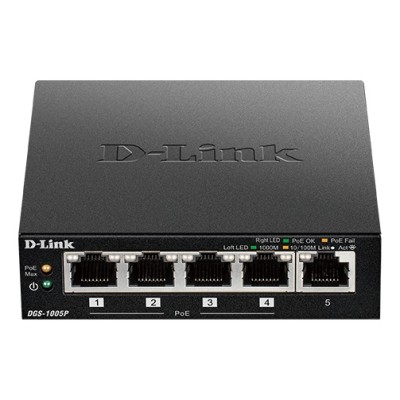 Switch D-Link DGS-1005P/E 5 porturi Gigabit Neadministrabil PoE+ Switch D-Link DGS-1005P/E 5 porturi Gigabit Neadministrabil PoE+