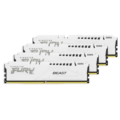Memorie RAM Kingston FURY Beast, 64GB (4x16GB) DDR5, 6000MHz, CL40, Quad Channel, Alb Memorie RAM Kingston FURY Beast, 64GB (4x16GB) DDR5, 6000MHz, CL40, Quad Channel, Alb