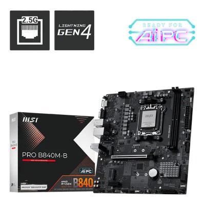 Placa de baza MSI PRO B840M-B, AMD B840, AM5, mATX, DDR5 Placa de baza MSI PRO B840M-B, AMD B840, AM5, mATX, DDR5