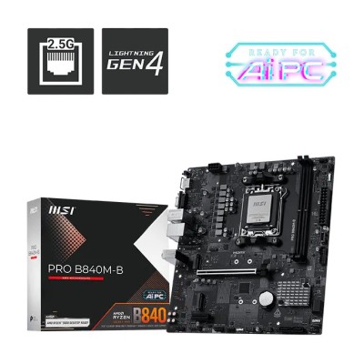 Placa de baza MSI PRO B840M-B, AMD B840, AM5, mATX, DDR5 Placa de baza MSI PRO B840M-B, AMD B840, AM5, mATX, DDR5