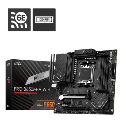 Placa de baza MSI PRO B650M-A WIFI, AMD B650, AM5, mATX, DDR5, Wi-Fi 6E Placa de baza MSI PRO B650M-A WIFI, AMD B650, AM5, mATX, DDR5, Wi-Fi 6E