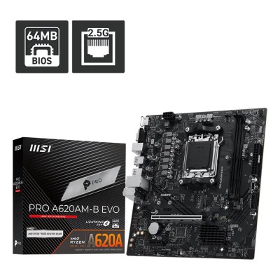 Placa de baza MSI PRO A620AM-B EVO, AMD A620A, AM5, mATX, DDR5 Placa de baza MSI PRO A620AM-B EVO, AMD A620A, AM5, mATX, DDR5
