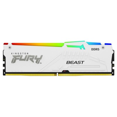 Memorie RAM Kingston FURY Beast RGB, 32GB DDR5, 6000MHz, CL36, Alb Memorie RAM Kingston FURY Beast RGB, 32GB DDR5, 6000MHz, CL36, Alb