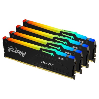 Memorie RAM Kingston FURY Beast RGB, 64GB (4x16GB) DDR5, 5600MHz, CL40, Quad Channel Memorie RAM Kingston FURY Beast RGB, 64GB (4x16GB) DDR5, 5600MHz, CL40, Quad Channel