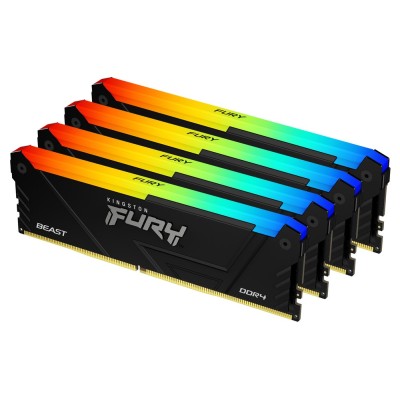 Memorie RAM Kingston FURY Beast RGB, 128GB (4x32GB) DDR4, 3600MHz, CL18, Quad Channel Memorie RAM Kingston FURY Beast RGB, 128GB (4x32GB) DDR4, 3600MHz, CL18, Quad Channel