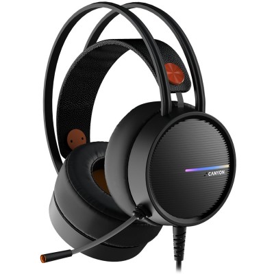 Casti Canyon Interceptor GH-8A Over-ear Gaming, cu fir USB-A + Jack 3.5mm, cu microfon Casti Canyon Interceptor GH-8A Over-ear Gaming, cu fir USB-A + Jack 3.5mm, cu microfon