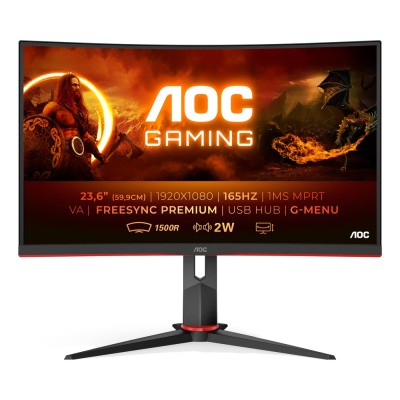 Monitor AOC C24G2U/BK 24 inch, 1920 x 1080 px, VA, 165 Hz, Curbat, Gaming