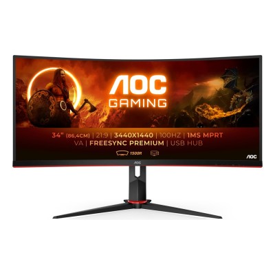Monitor AOC CU34G2/BK 34 inch, 3440 x 1440 px, VA, 100 Hz, Curbat, Gaming