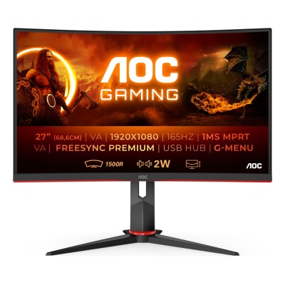 Monitor AOC C27G2U/BK 27 inch, 1920 x 1080 px, VA, 165 Hz, Curbat, Gaming
