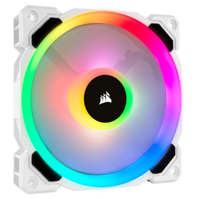 Ventilator carcasa Corsair LL120 RGB Dual Light Loop White 120mm, PWM, RGB, Alb