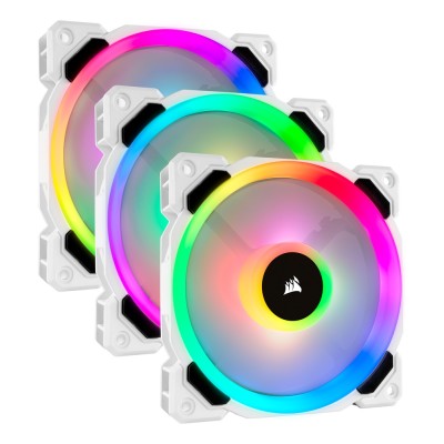 Ventilator carcasa Corsair LL120 RGB Dual Light Loop White 120mm, PWM, RGB, Alb, pachet x3 Ventilator carcasa Corsair LL120 RGB Dual Light Loop White 120mm, PWM, RGB, Alb, pachet x3