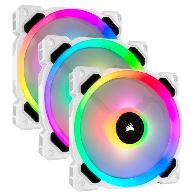 Ventilator carcasa Corsair LL120 RGB Dual Light Loop White 120mm, PWM, RGB, Alb, pachet x3 Ventilator carcasa Corsair LL120 RGB Dual Light Loop White 120mm, PWM, RGB, Alb, pachet x3