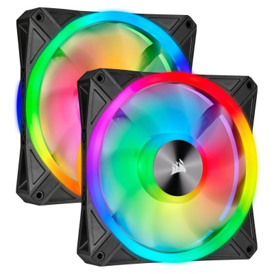 Ventilator carcasa Corsair iCUE QL140 RGB 140mm PWM Dual Fan Kit with Lighting Node CORE, PWM, RGB, pachet x2