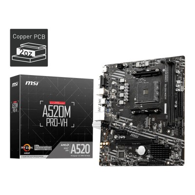 Placa de baza MSI A520M PRO-VH, AMD A520, AM4, mATX, DDR4 Placa de baza MSI A520M PRO-VH, AMD A520, AM4, mATX, DDR4
