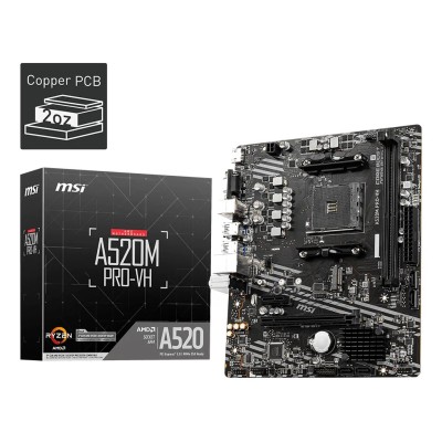 Placa de baza MSI A520M PRO-VH, AMD A520, AM4, mATX, DDR4 Placa de baza MSI A520M PRO-VH, AMD A520, AM4, mATX, DDR4