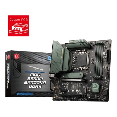 Placa de baza MSI MAG B660M BAZOOKA4, Intel B660, LGA 1700, mATX, DDR4