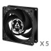 Ventilator carcasa Arctic P8 PWM PST 80mm, PWM, pachet x5 Ventilator carcasa Arctic P8 PWM PST 80mm, PWM, pachet x5