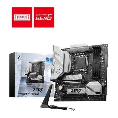 Placa de baza MSI B760M PROJECT ZERO, Intel B760, LGA 1700, mATX, DDR5, Wi-Fi 6E