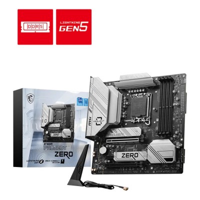 Placa de baza MSI B760M PROJECT ZERO, Intel B760, LGA 1700, mATX, DDR5, Wi-Fi 6E Placa de baza MSI B760M PROJECT ZERO, Intel B760, LGA 1700, mATX, DDR5, Wi-Fi 6E