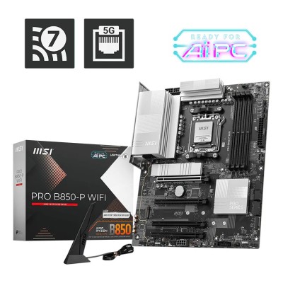 Placa de baza MSI PRO B850-P WIFI, AMD B850, AM5, ATX, DDR5, Wi-Fi 7 Placa de baza MSI PRO B850-P WIFI, AMD B850, AM5, ATX, DDR5, Wi-Fi 7