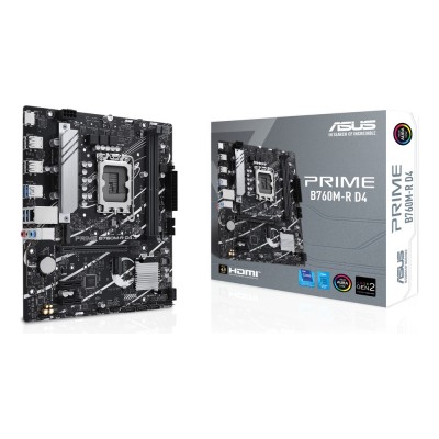 Placa de baza ASUS PRIME B760M-R D4, Intel B760, LGA 1700, mATX, DDR4