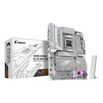 Placa de baza Gigabyte X870 AORUS ELITE WIFI7 ICE, AMD X870, AM5, ATX, DDR5, Wi-Fi 7
