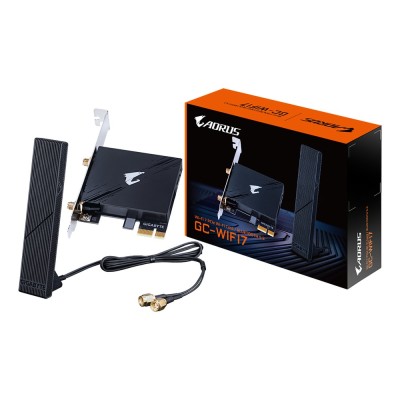 Placa de retea Gigabyte Wireless + Bluetooth, Wi-Fi 7 5800 Mbps, PCIe, + Bluetooth 5.3