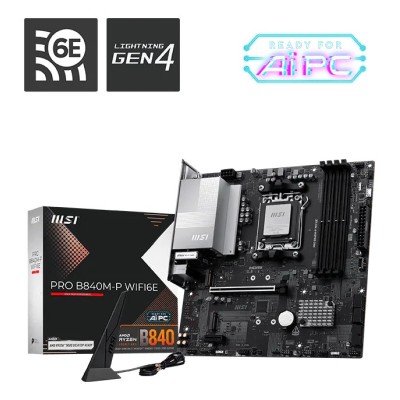 Placa de baza MSI PRO B840M-P WIFI6E, AMD B840, AM5, mATX, DDR5, Wi-Fi 6E Placa de baza MSI PRO B840M-P WIFI6E, AMD B840, AM5, mATX, DDR5, Wi-Fi 6E