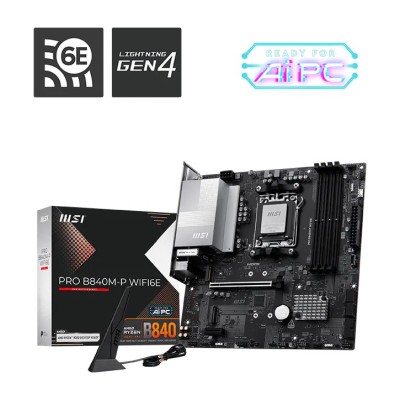 Placa de baza MSI PRO B840M-P WIFI6E, AMD B840, AM5, mATX, DDR5, Wi-Fi 6E Placa de baza MSI PRO B840M-P WIFI6E, AMD B840, AM5, mATX, DDR5, Wi-Fi 6E