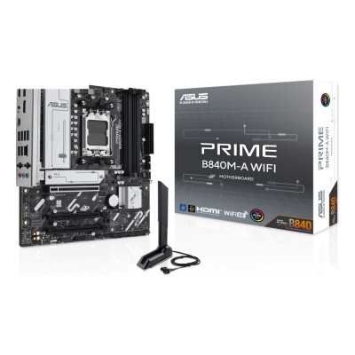 Placa de baza ASUS PRIME B840M-A WIFI, AMD B840, AM5, mATX, DDR5, Wi-Fi 6E