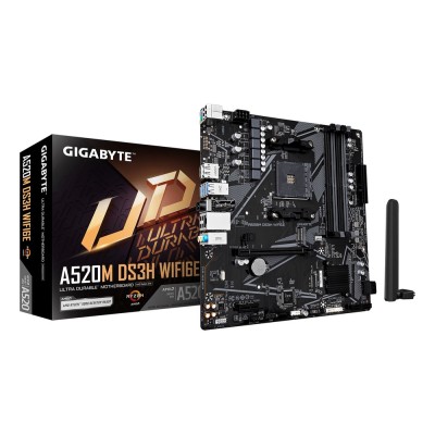 Placa de baza Gigabyte A520M DS3H WIFI6E, AMD A520, AM4, mATX, DDR4, Wi-Fi 6E Placa de baza Gigabyte A520M DS3H WIFI6E, AMD A520, AM4, mATX, DDR4, Wi-Fi 6E