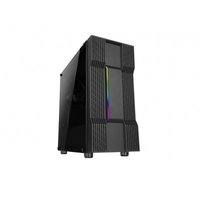 Carcasa ABKONCORE Cronos 610S Black, ATX Mid Tower, LED RGB Strip, transparent, fara sursa