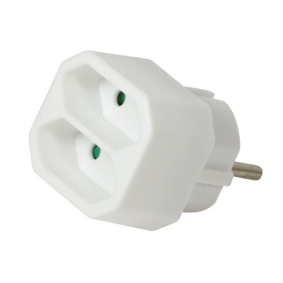 Adaptor priza Logilink LPS218, 2 x Euro, Protectie copii, Alb