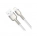 Cablu USB la Lightning Baseus CALJK-A02, Cafule Metal, Snur acoperit cu nailon, Quick Charge, 1 m, Alb